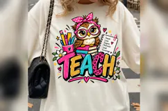 Teacher Owl Mug PNG, Cute Back to School Teacher Design Product Image 3