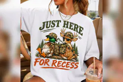 Just Here for Recess Hunting PNG, Funny Deer Duck School Product Image 3