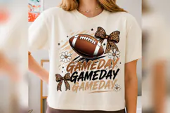 Game Day Football PNG, Leopard Bow Football Design, Coquette Product Image 4