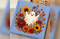 Fall Floral Ghost PNG, Sunflower Halloween Ghost, Autumn Product Image 3