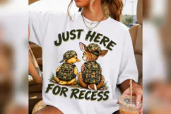 Just Here for Recess Duck Deer PNG, Camo Back to School Product Image 1