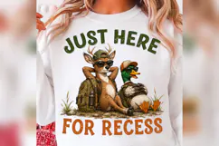 Just Here for Recess PNG, Funny Deer Duck School Design Product Image 4