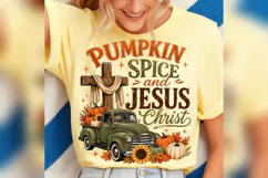 Pumpkin Spice Jesus Christ PNG, Christian Fall Truck Design Product Image 3
