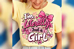 Im Literally Just a Girl PNG, Pink Coquette Bow Design Product Image 1