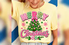 Merry Christmas PNG, Pink Green Christmas Tree Design Product Image 3
