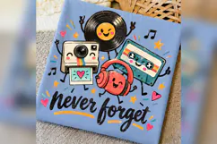 Retro Music Never Forget PNG, Vintage Cassette Vinyl Camera Product Image 3