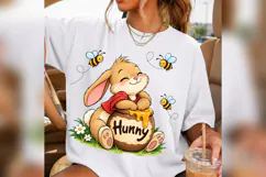 Hunyy Bunny Bee PNG, Cute Rabbit Honey Pot Shirt Design Product Image 3