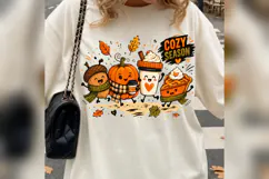 Cozy Season Fall Pumpkin Coffee Pie PNG, Cute Autumn Shirt Product Image 5