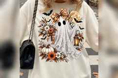 Floral Lace Ghost PNG, Coquette Halloween Ghost, Bow Pumpkin Product Image 3