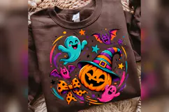 Cute Halloween Pumpkin PNG, Colorful Ghost Witch Design Product Image 4