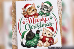 Meowy Christmas PNG, Cute Christmas Cat Design, Santa Kitten Product Image 2