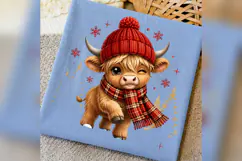 Winter Highland Cow PNG, Cute Christmas Cow Design Product Image 3