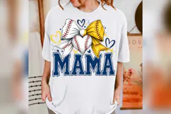 Baseball Mama PNG, Baseball Bow Heart PNG, Coquette Basebal Product Image 4