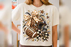 Leopard Football PNG, Coquette Game Day Bow PNG, Checkered Product Image 2
