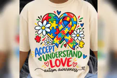 Autism Awareness PNG, Puzzle Heart Ribbon Design Product Image 3