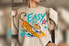 Easy Tiger PNG, Retro Colorful Tiger Design, Groovy Animal Product Image 2