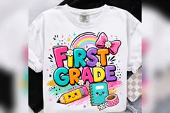 First Grade PNG, Colorful Back to School Design, Cute First Product Image 4