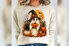 Halloween Ghost PNG, Cute Witch Ghost Pumpkin Black Cat Fall Product Image 4