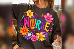 Colorful Nurse PNG, Floral Stethoscope Heart Design, Nurse Product Image 2
