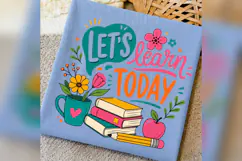 Lets Learn Today PNG, Teacher Back to School PNG, Books Appl Product Image 1