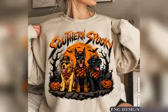 Southern Spooky Halloween Dogs PNG, Pumpkin Dog Trio Shirt Product Image 2