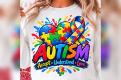 Autism Acceptance PNG, Puzzle Heart Ribbon Design, Neurodive Product Image 4