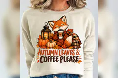 Autumn Leaves Coffee Fox PNG, Cute Fall Fox Design Product Image 3