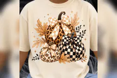 Leopard Pumpkin PNG, Checkered Fall Pumpkin PNG, Gingham Bow Product Image 3