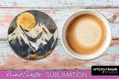 Boho Round Coaster Sublimation, Minimalist Landscape Design Product Image 1