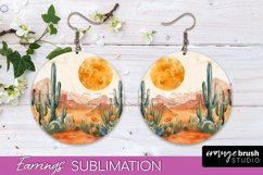 Boho Landscape Round Earring Sublimation, Minimalist Earring Product Image 1