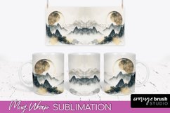 Boho Mug Wrap - Minimalist Landscape Mug Sublimation Design Product Image 1