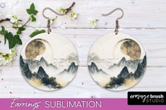 Boho Landscape Round Earring Sublimation, Minimalist Earring Product Image 1