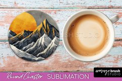 Boho Round Coaster Sublimation, Minimalist Landscape Design Product Image 1