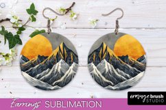 Boho Landscape Round Earring Sublimation, Minimalist Earring Product Image 1