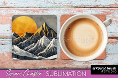 Boho Square Coaster Sublimation - Minimalist Landscape PNG Product Image 1