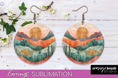 Boho Landscape Round Earring Sublimation, Minimalist Earring Product Image 1