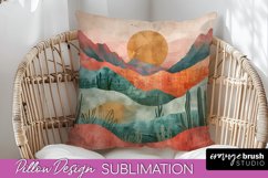 Boho Pillow Cover - Minimalist Landscape Pillow Sublimation Product Image 1