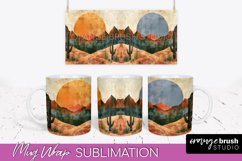 Boho Mug Wrap - Minimalist Landscape Mug Sublimation Design Product Image 1