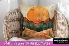 Boho Pillow Cover - Minimalist Landscape Pillow Sublimation Product Image 1