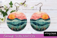 Boho Landscape Round Earring Sublimation, Minimalist Earring Product Image 1