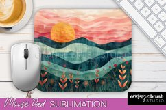 Boho Mouse Pad, Minimalist Landscape Mousepad Sublimation Product Image 1