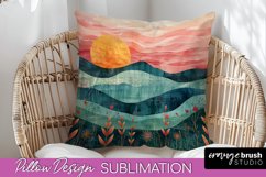 Boho Pillow Cover - Minimalist Landscape Pillow Sublimation Product Image 1