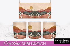 Boho Mug Wrap - Minimalist Landscape Mug Sublimation Design Product Image 1