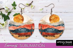 Boho Landscape Round Earring Sublimation, Minimalist Earring Product Image 1
