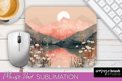 Boho Mouse Pad, Minimalist Landscape Mousepad Sublimation Product Image 1