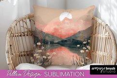 Boho Pillow Cover - Minimalist Landscape Pillow Sublimation Product Image 1