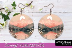 Boho Landscape Round Earring Sublimation, Minimalist Earring Product Image 1