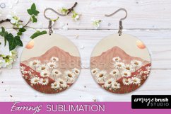 Boho Landscape Round Earring Sublimation, Minimalist Earring Product Image 1