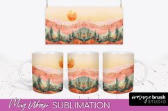 Boho Mug Wrap - Minimalist Landscape Mug Sublimation Design Product Image 1