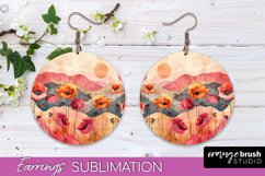 Boho Landscape Round Earring Sublimation, Minimalist Earring Product Image 1
